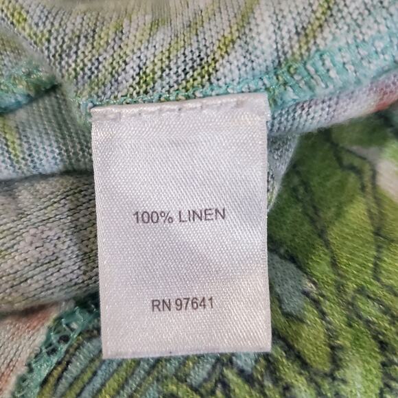 J Jill Love Linen Tropical Floral V-Neck Top Womens Size XLP Hawaiian Beach - Picture 7 of 10